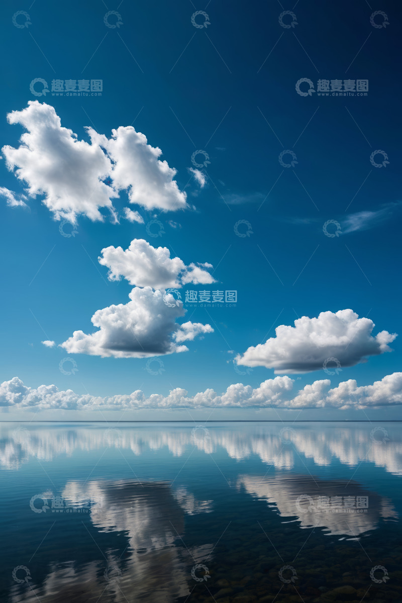 高清大图下载【趣麦麦图】蓝天白云南湖倒影风景