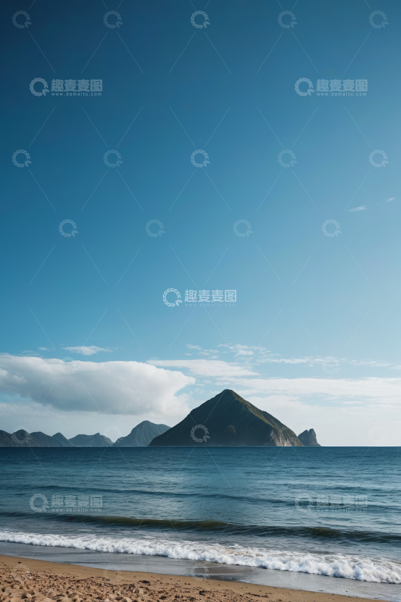 高清大图下载【趣麦麦图】海滩海景远山风光