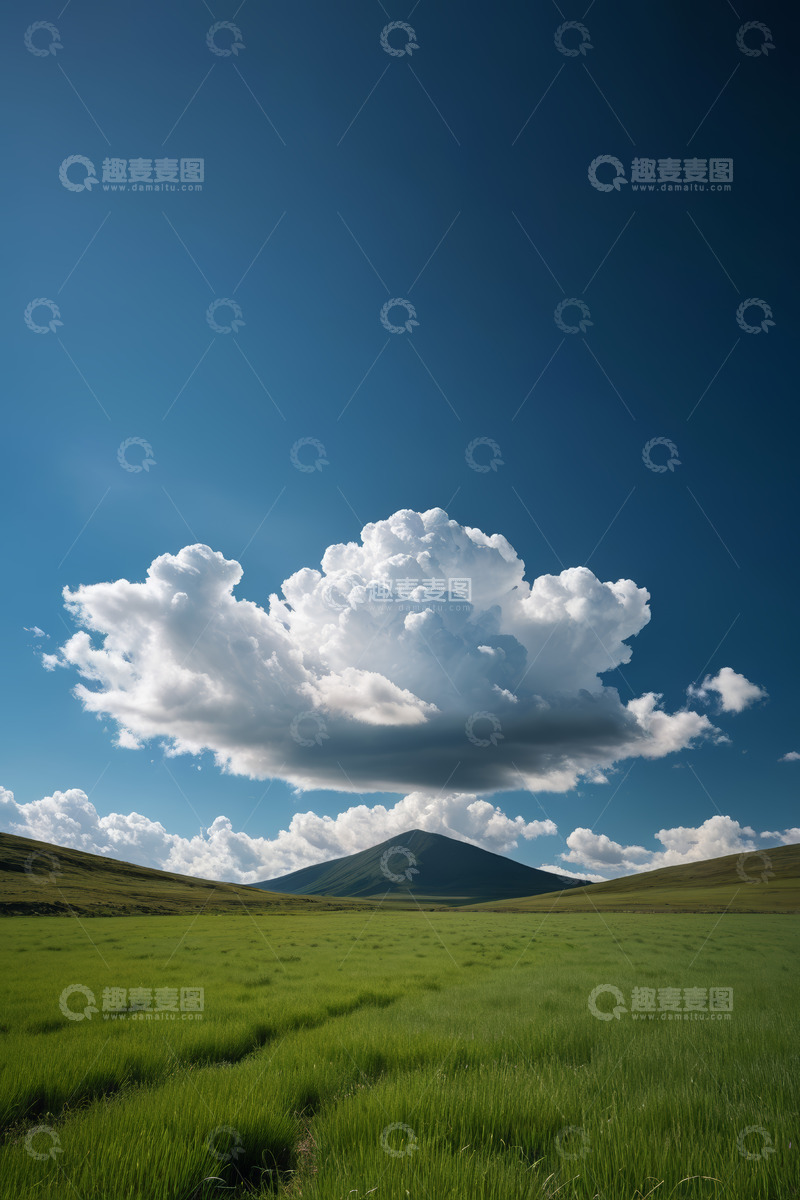 高清大图下载【趣麦麦图】草原上的蓝天白云风景