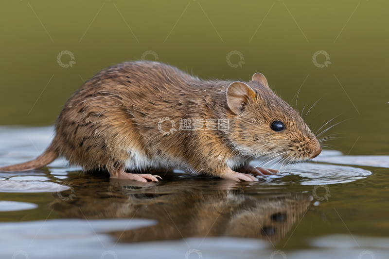 高清大图下载【趣麦麦图】老鼠在水边饮水特写