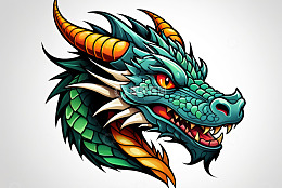 彩色龙首插画素材
