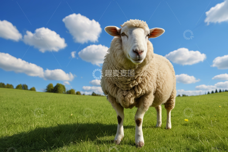 高清大图下载【趣麦麦图】草原上站立的绵羊