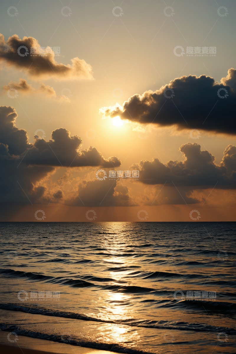 高清大图下载【趣麦麦图】海上日落自然景观