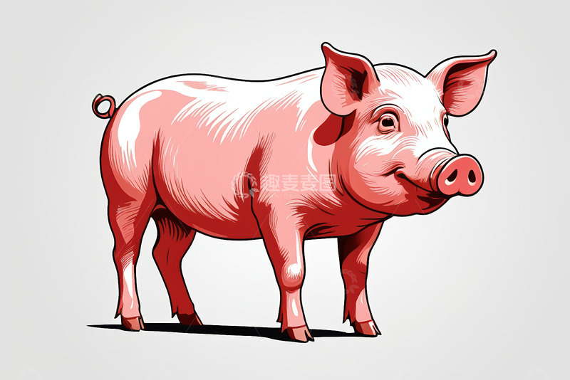 高清大图下载【趣麦麦图】站立的卡通风格粉色小猪