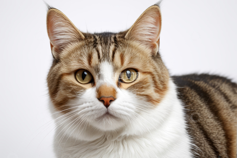 高清大图下载【趣麦麦图】特写三色条纹猫正面照