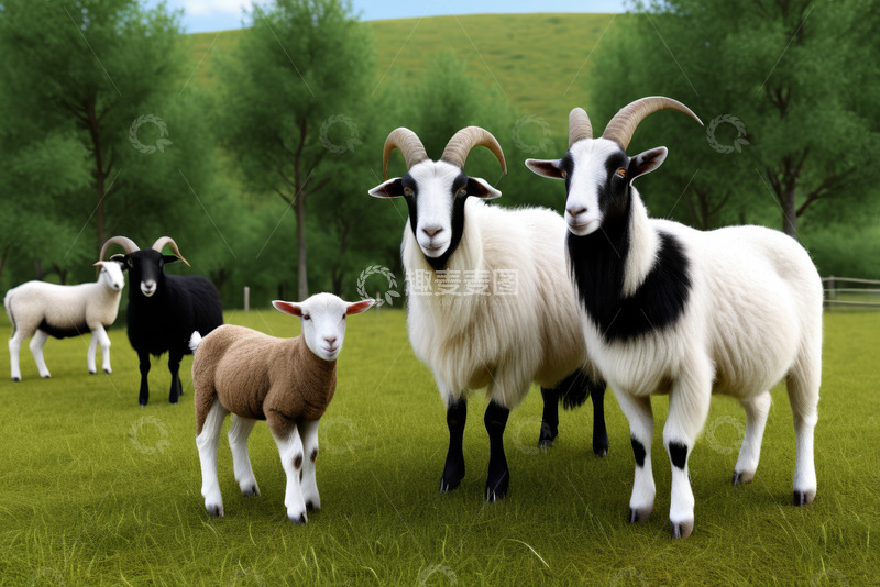 高清大图下载【趣麦麦图】草地羊群田园景象