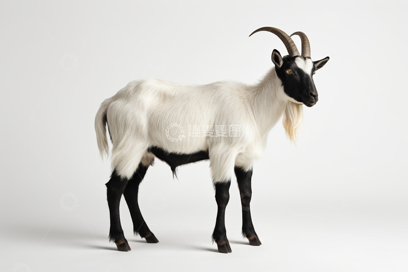 高清大图下载【趣麦麦图】站立的黑白相间山羊