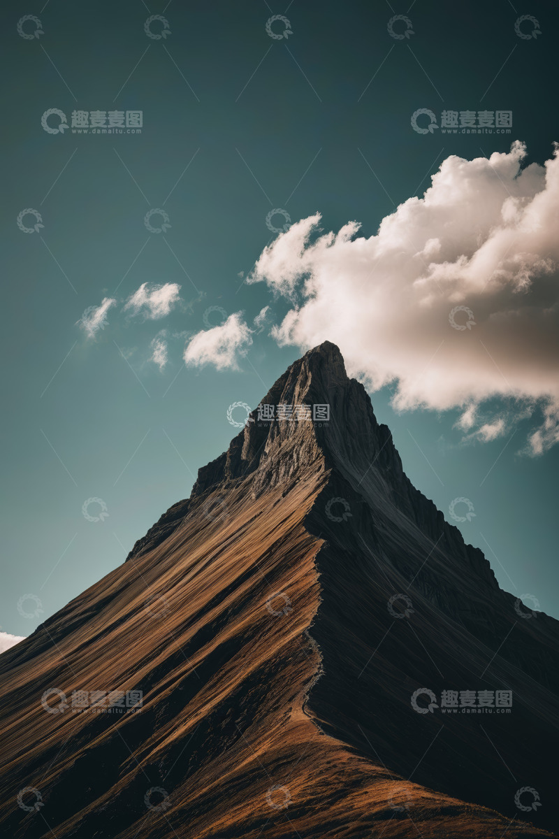 高清大图下载【趣麦麦图】蓝天白云下的巍峨山峰