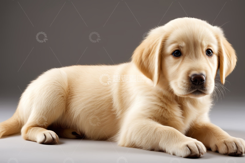 高清大图下载【趣麦麦图】趴卧的金毛幼犬