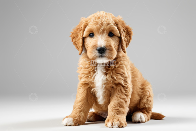 高清大图下载【趣麦麦图】可爱棕色卷毛小狗特写