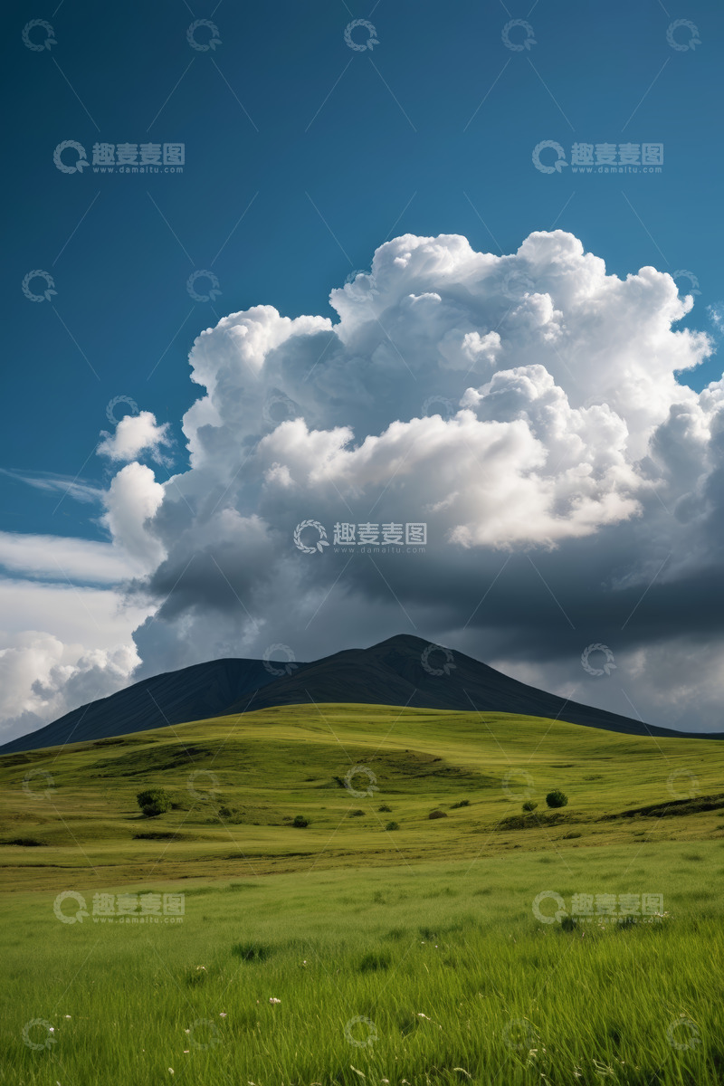 高清大图下载【趣麦麦图】草原山丘蓝天白云风景