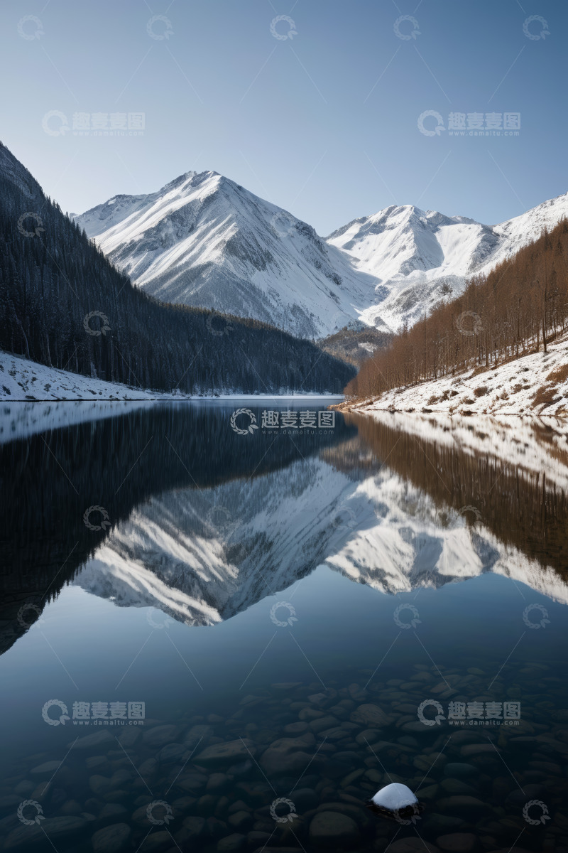 高清大图下载【趣麦麦图】雪山湖泊自然风景