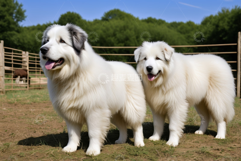 高清大图下载【趣麦麦图】户外草地两只大狗站立
