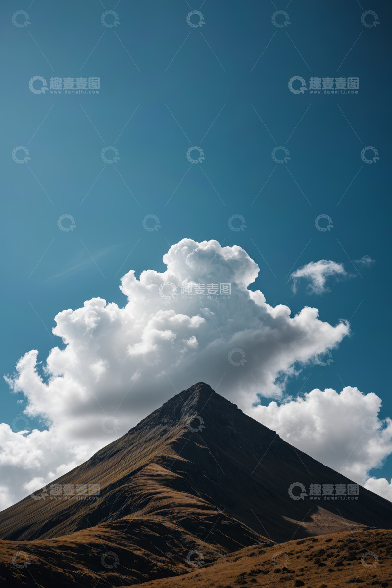 高清大图下载【趣麦麦图】蓝天白云下的山峰风光