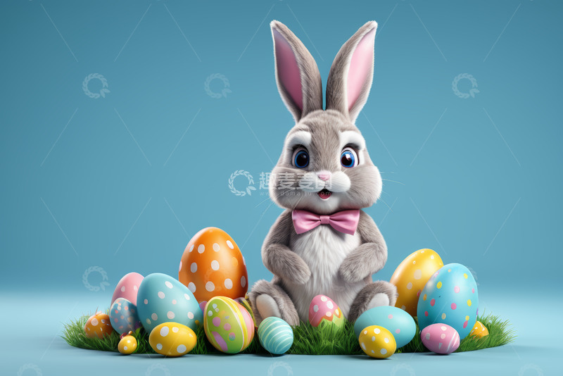高清大图下载【趣麦麦图】复活节兔子与彩蛋