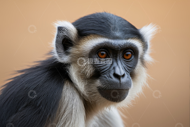 高清大图下载【趣麦麦图】黑白色泽猴子特写