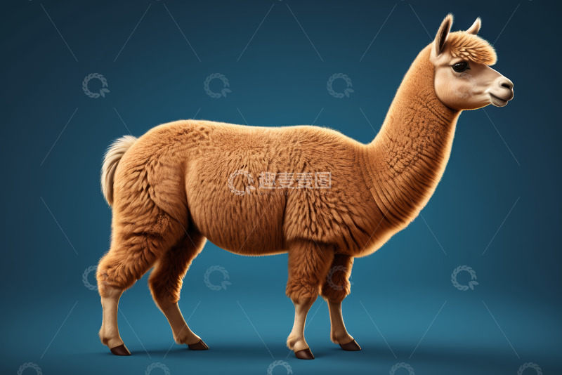高清大图下载【趣麦麦图】站立的棕色羊驼