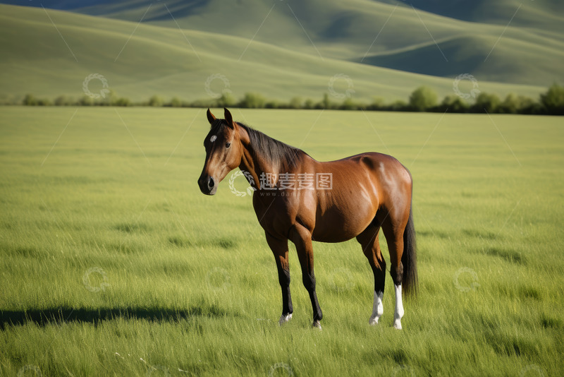高清大图下载【趣麦麦图】草原上站立的骏马