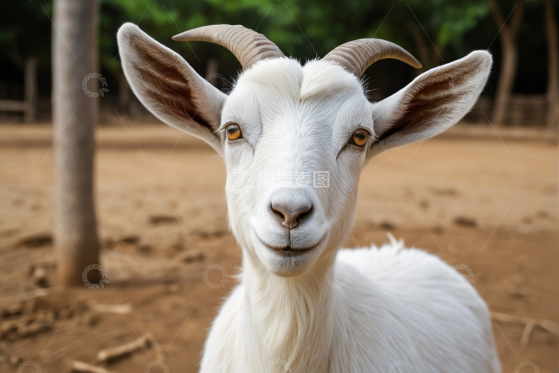 高清大图下载【趣麦麦图】白色山羊近景特写