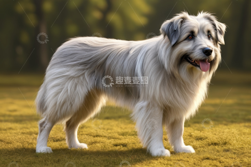 高清大图下载【趣麦麦图】草地上站立的长毛狗