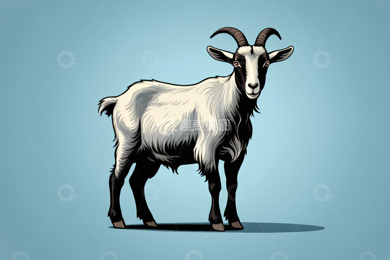 高清大图下载【趣麦麦图】站立山羊插画素材