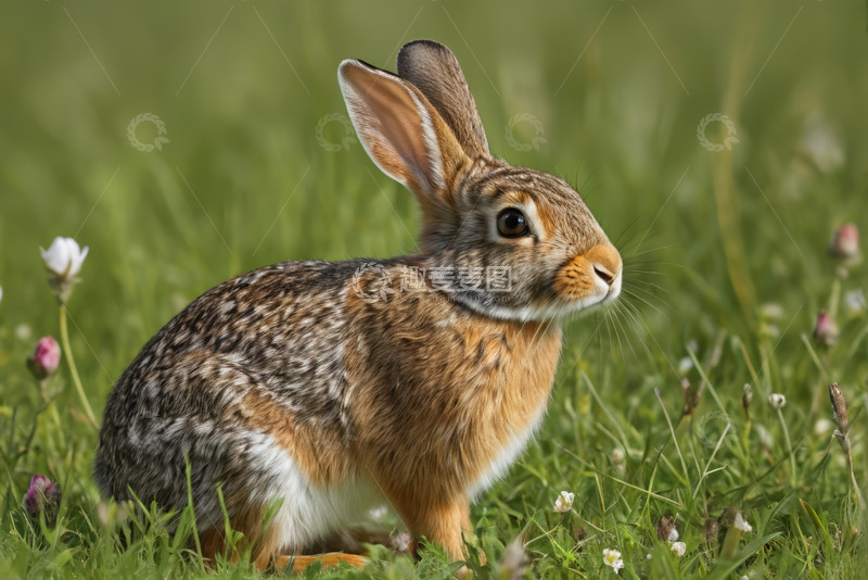 高清大图下载【趣麦麦图】草地上的野兔特写