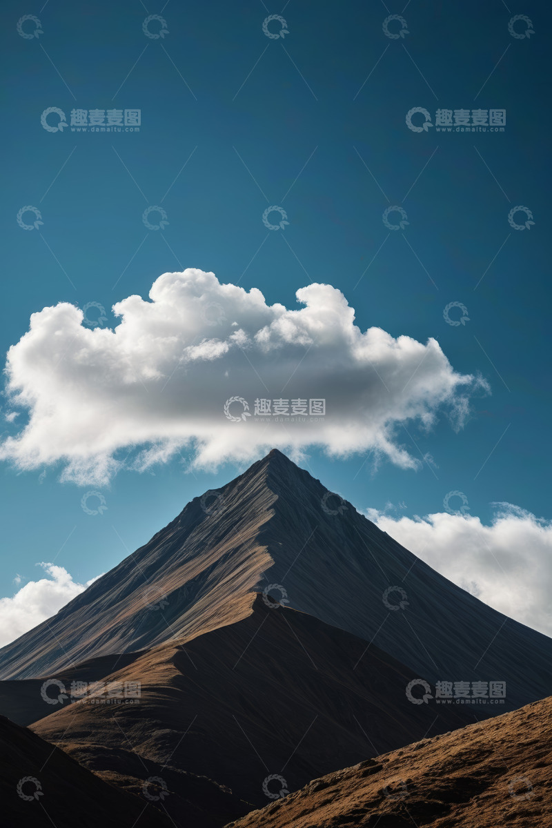 高清大图下载【趣麦麦图】蓝天白云下的高山景观