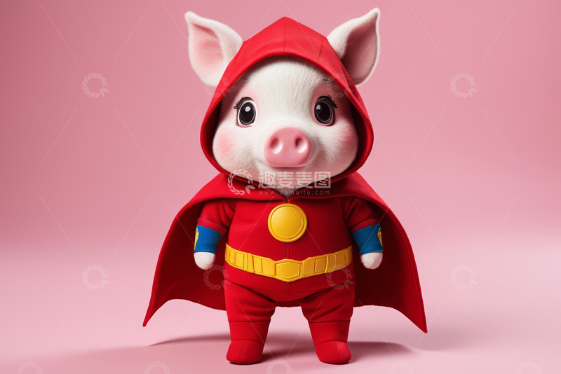 高清大图下载【趣麦麦图】穿超级英雄服装的小猪