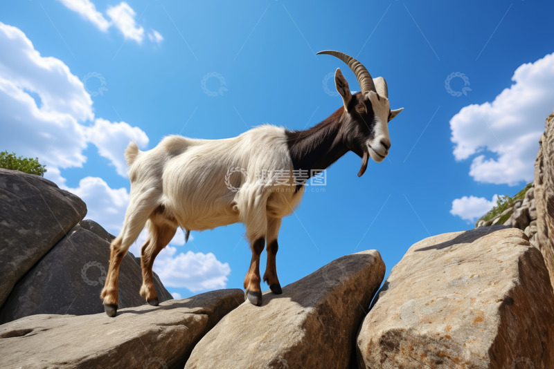 高清大图下载【趣麦麦图】岩石上站立的山羊