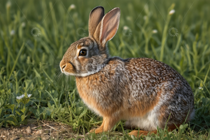 高清大图下载【趣麦麦图】草地上的野兔特写