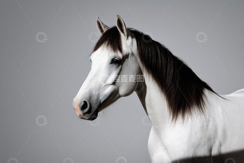 高清大图下载【趣麦麦图】白色骏马特写素材