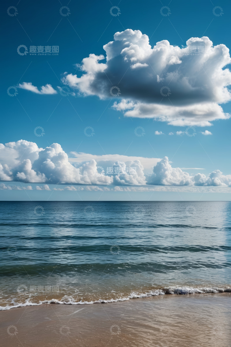 高清大图下载【趣麦麦图】海边蓝天白云下的海景