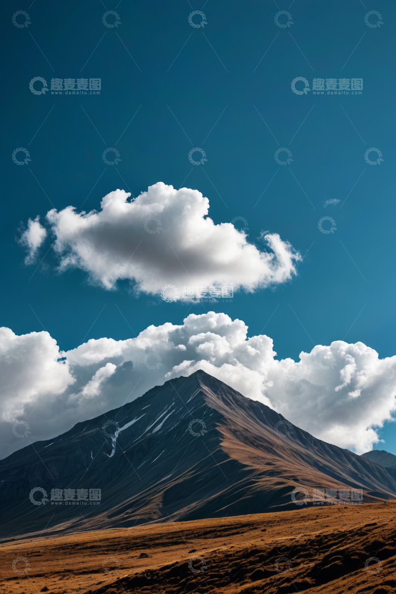 高清大图下载【趣麦麦图】蓝天白云下的高山自然风光
