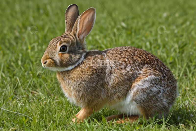 高清大图下载【趣麦麦图】草地上的野兔特写