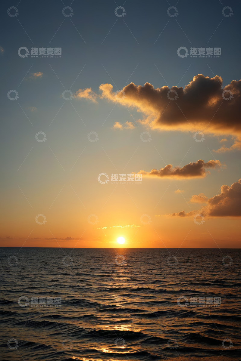 高清大图下载【趣麦麦图】海上日落天空云彩景象