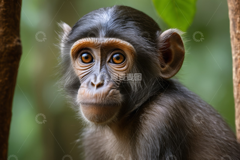 高清大图下载【趣麦麦图】林间猴子特写