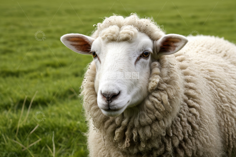 高清大图下载【趣麦麦图】草地中的绵羊特写