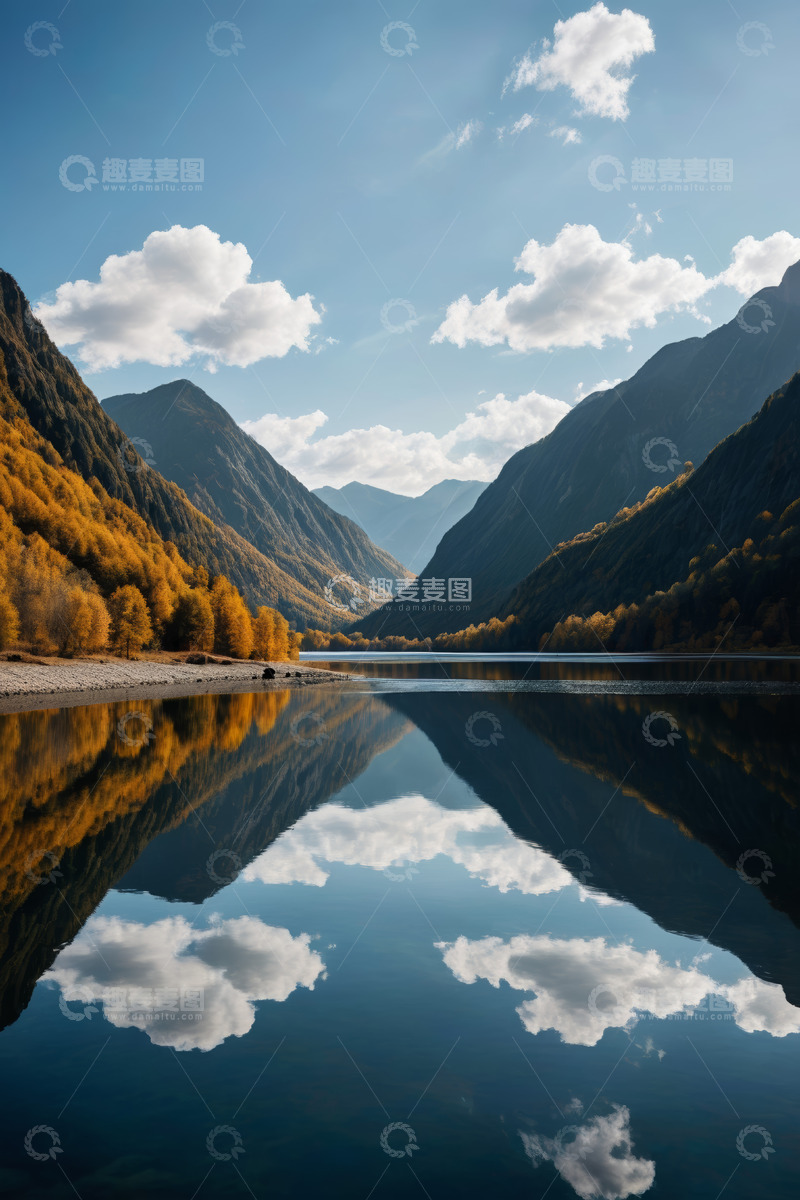 高清大图下载【趣麦麦图】山间湖泊秋日风光景色