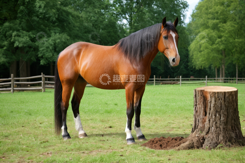 高清大图下载【趣麦麦图】草地上站立的骏马