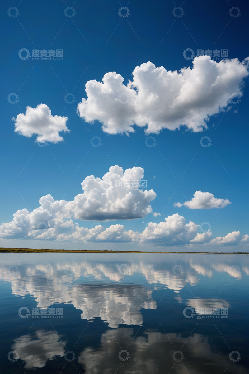高清大图下载【趣麦麦图】蓝天云朵倒影水面风景