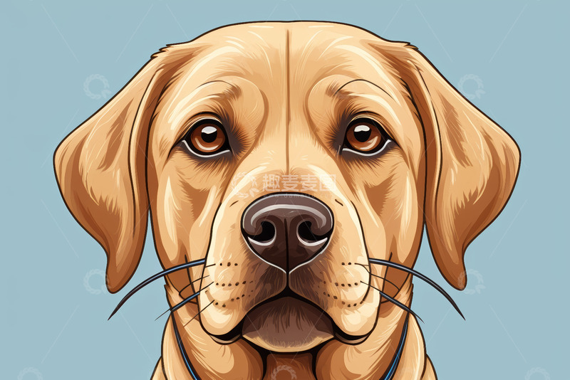 高清大图下载【趣麦麦图】拉布拉多犬卡通形象特写