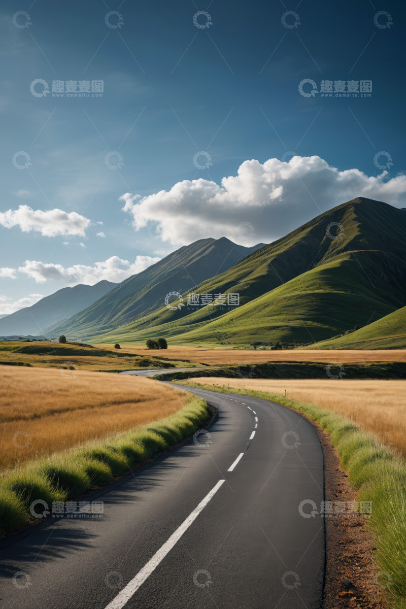 高清大图下载【趣麦麦图】田野间蜿蜒公路自然风光