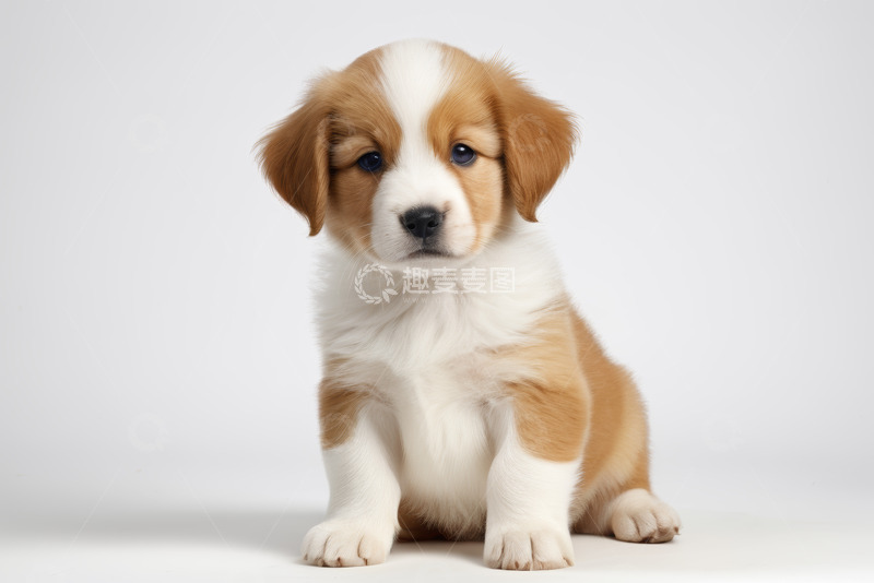 高清大图下载【趣麦麦图】可爱棕白相间小狗正面照