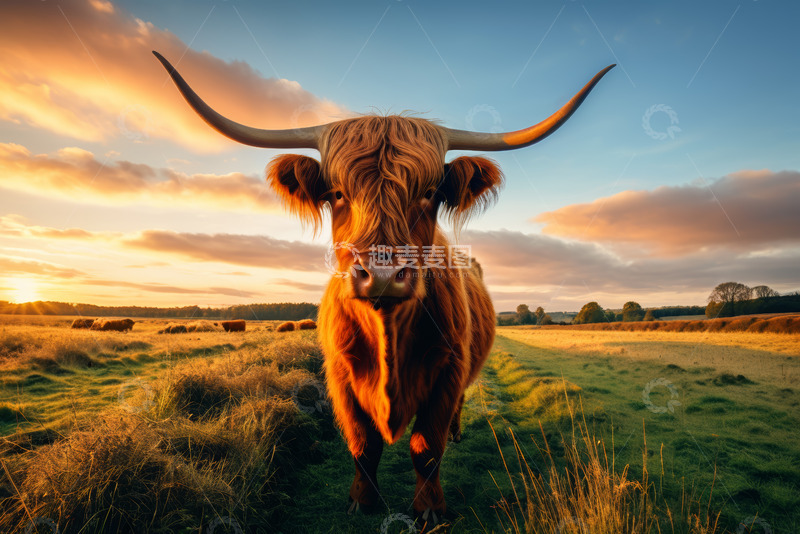 高清大图下载【趣麦麦图】草原上的长毛牛特写