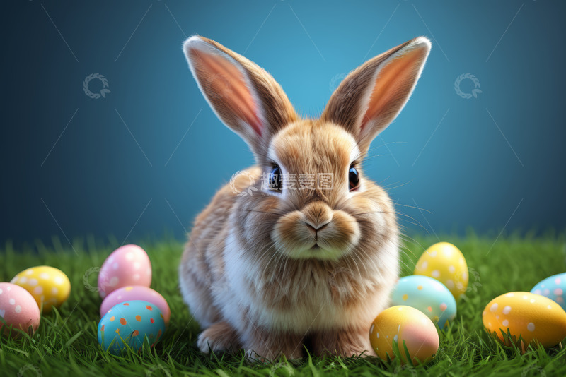 高清大图下载【趣麦麦图】复活节兔子与彩蛋特写