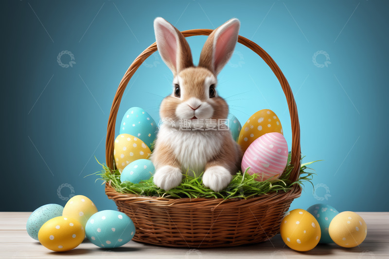 高清大图下载【趣麦麦图】复活节兔子与彩蛋装饰