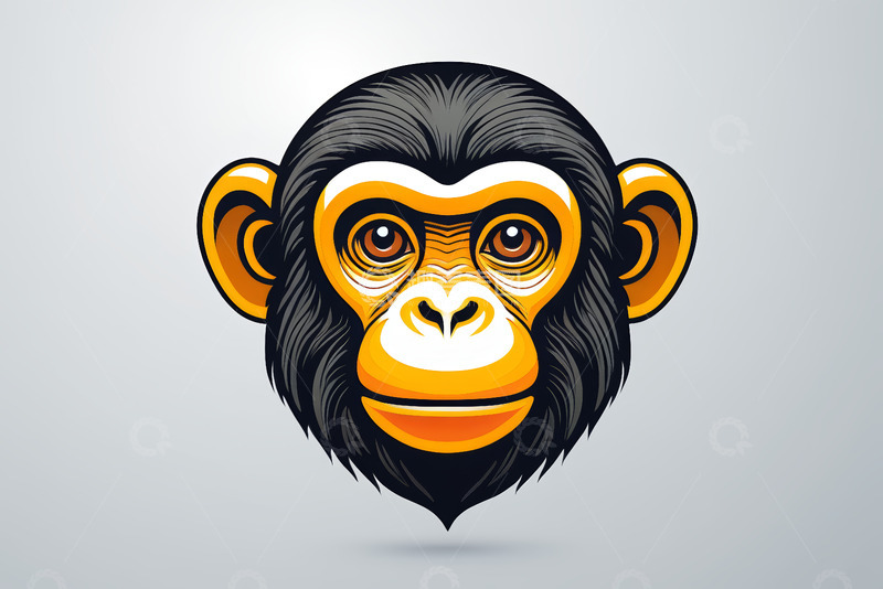 高清大图下载【趣麦麦图】卡通黑猩猩头像插画