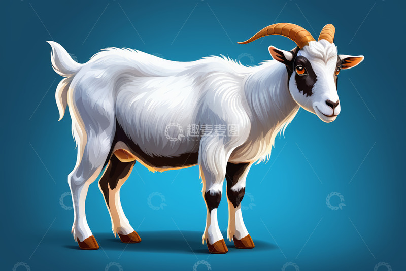 高清大图下载【趣麦麦图】站立的山羊插画素材