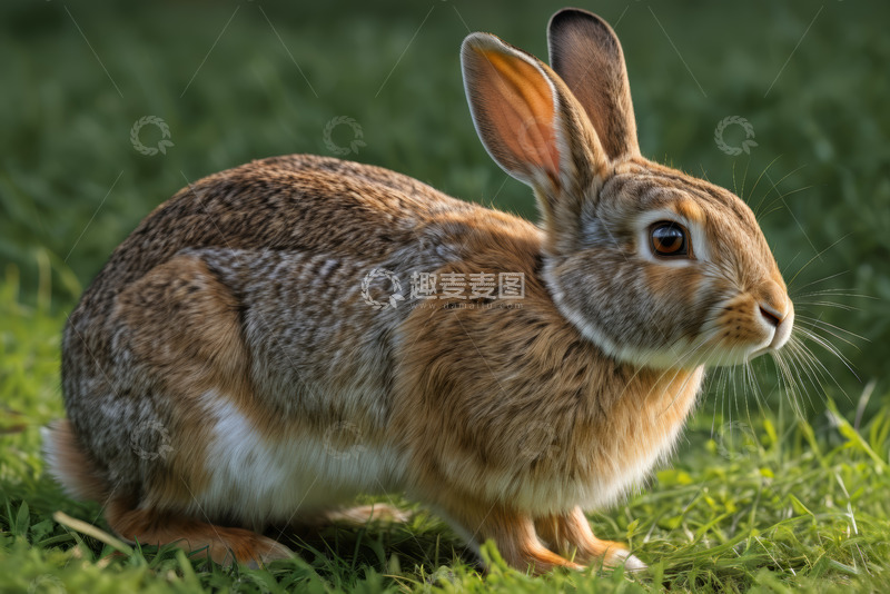高清大图下载【趣麦麦图】草地上的棕色兔子特写