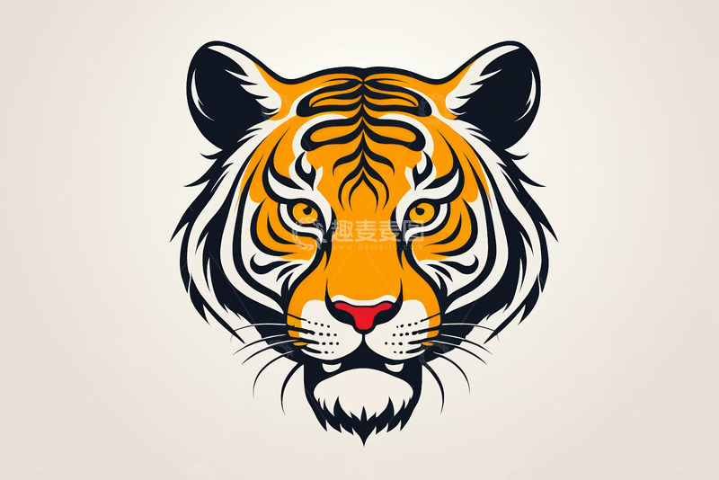 高清大图下载【趣麦麦图】老虎头部矢量插画